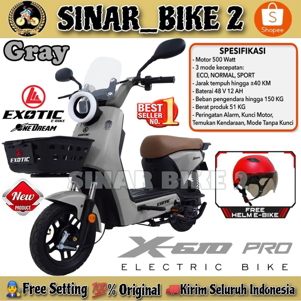 Jual Sepeda Listrik EXOTIC X 610 PRO Power 500 Watt Electric Bike By ...