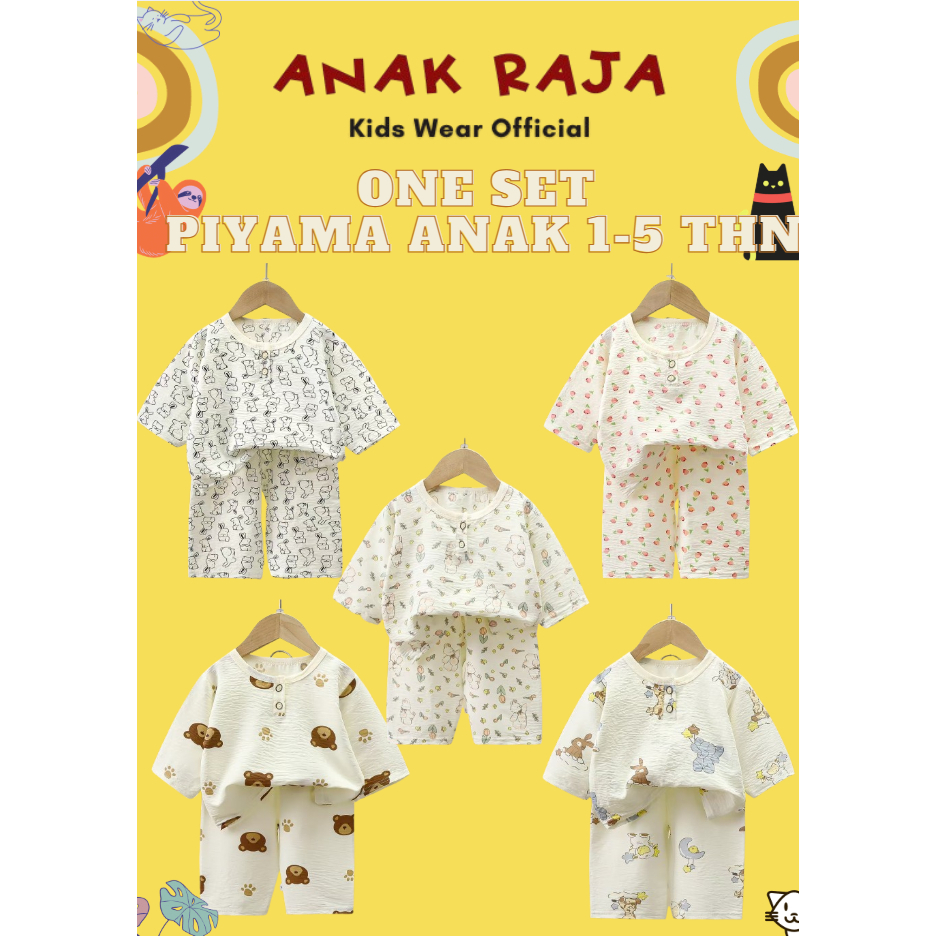 Jual ANAK RAJA ARKK-1 One Set Piyama Baju Anak 1-6 Tahun Tangan Pendek ...