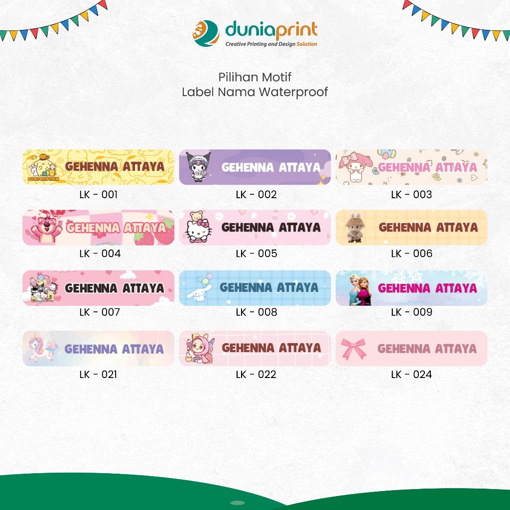 Jual Stiker Label Nama | Stiker Nama Waterproof | Stiker Label ...