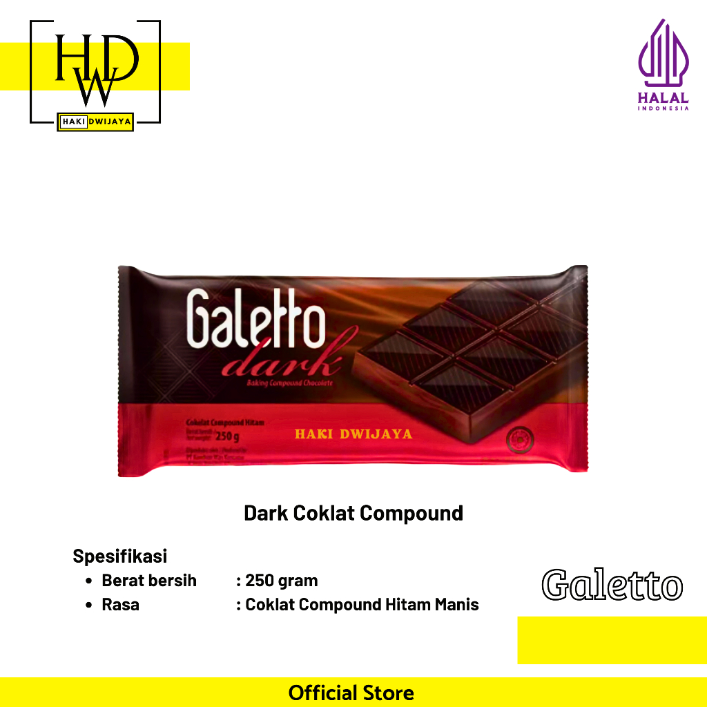 Jual [250gr] Galetto Dark Compound Chocolate / Coklat Hitam Manis ...
