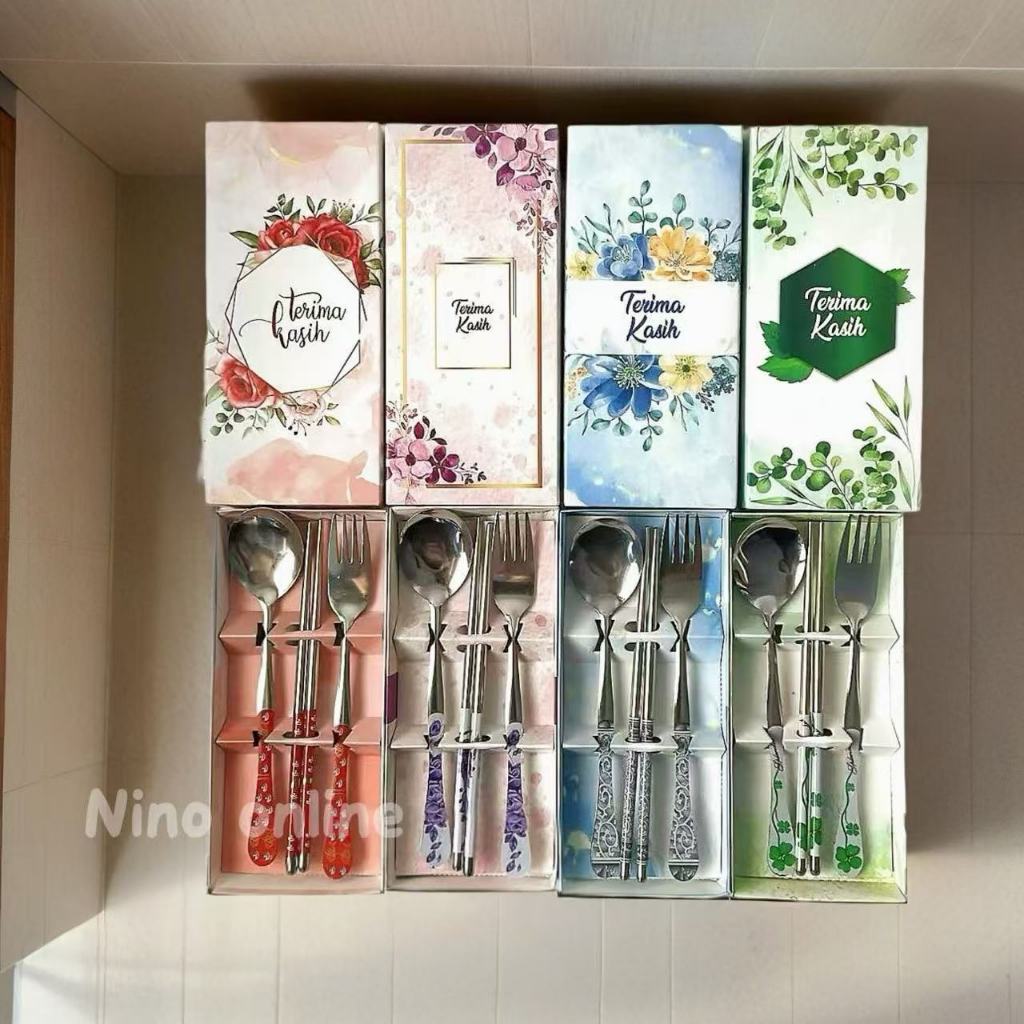 Jual Sendok Set Stainless Sakura Kemasan Full Box Motif | Shopee Indonesia