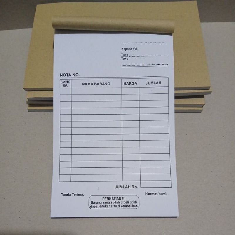 Jual NOTA KONTAN POLOS 1 PLAY ISI 50 LEMBAR BAHAN HVS 70 GSM UKURAN 1/4 ...