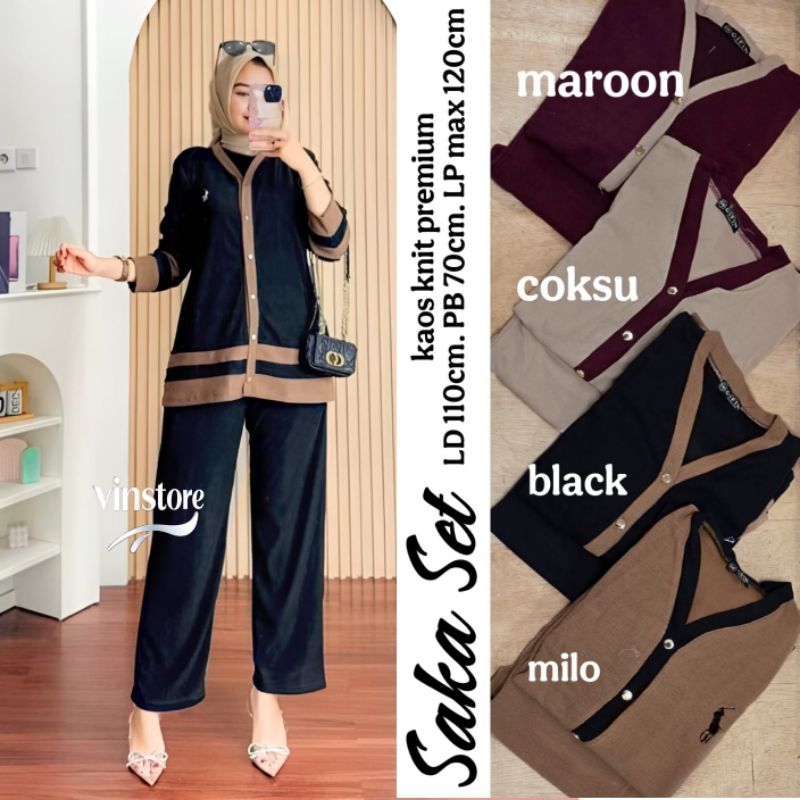 Jual SAKA SET BY VINSTORE/SET CELANA BAHAN KNIT OOTD KEKINIAN | Shopee ...