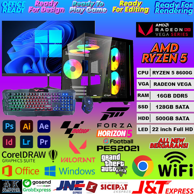 Jual PC GAMING Full Set AMD RYZEN 5 8600G + VGA RADEON VEGA + RAM 16GB ...