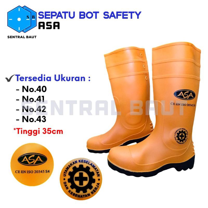 Jual SENTRAL BAUT || Sepatu Bot Safety Kuning ASA | Shopee Indonesia