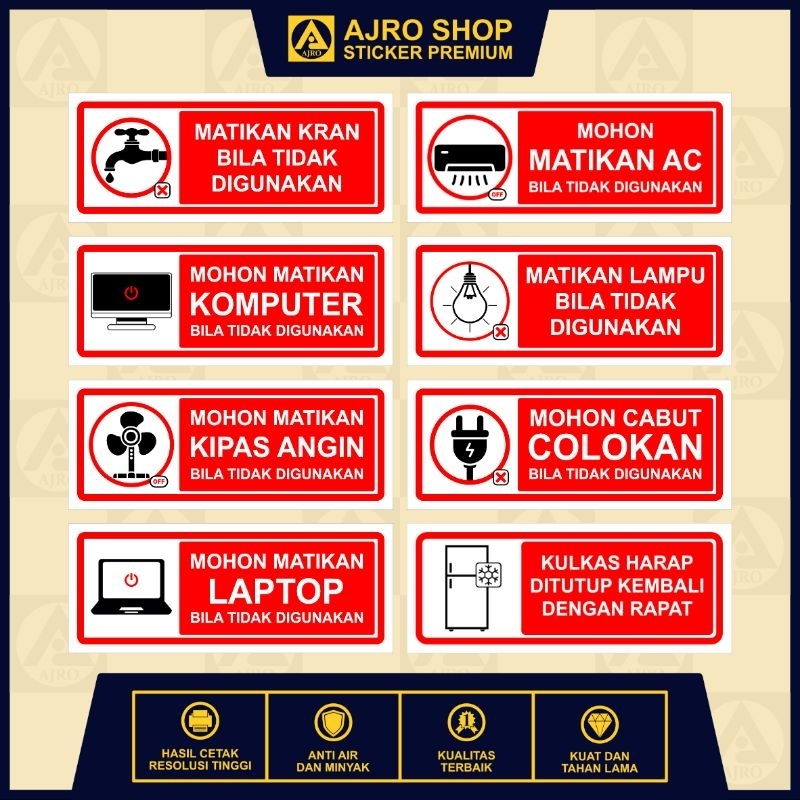Jual Stiker Vinyl Pengingat Kegiatan Sehari-hari - Ukuran 25x10 / 20x8 ...
