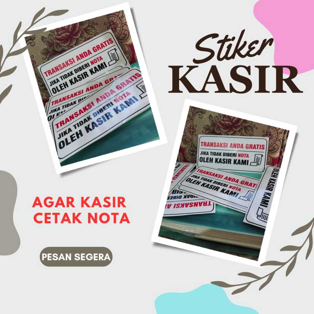 Jual Stiker Kasir Tanpa Nota GRATIS Bahan Vinyl Anti Air 20x10cm ...