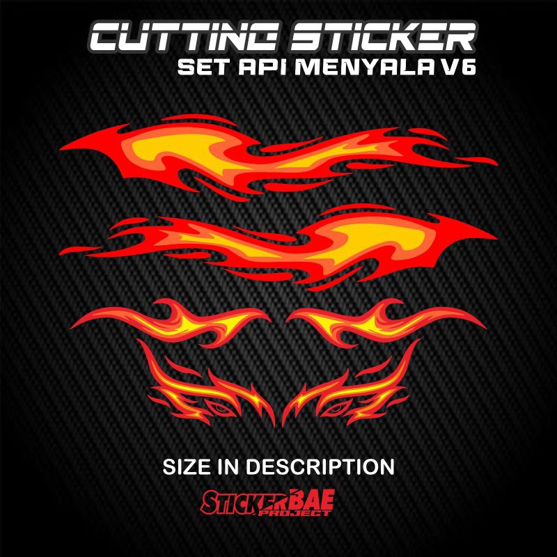 Jual Sticker api menyala satu set cutting sticker motor pack isi 6 ...