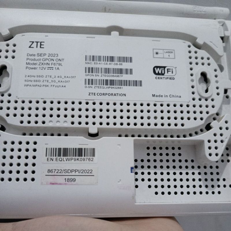 Jual ROUTER ONT ZTE ZXHN F679L (5G) & ADAPTOR 12V PORT BIRU BERGARANSI ...