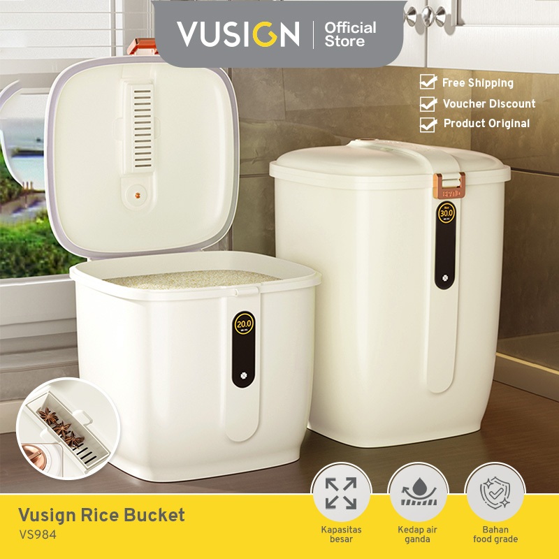 Jual Vusign Dispenser Beras Full Tertutup Anti Kutu Debu 5 KG Tempat ...