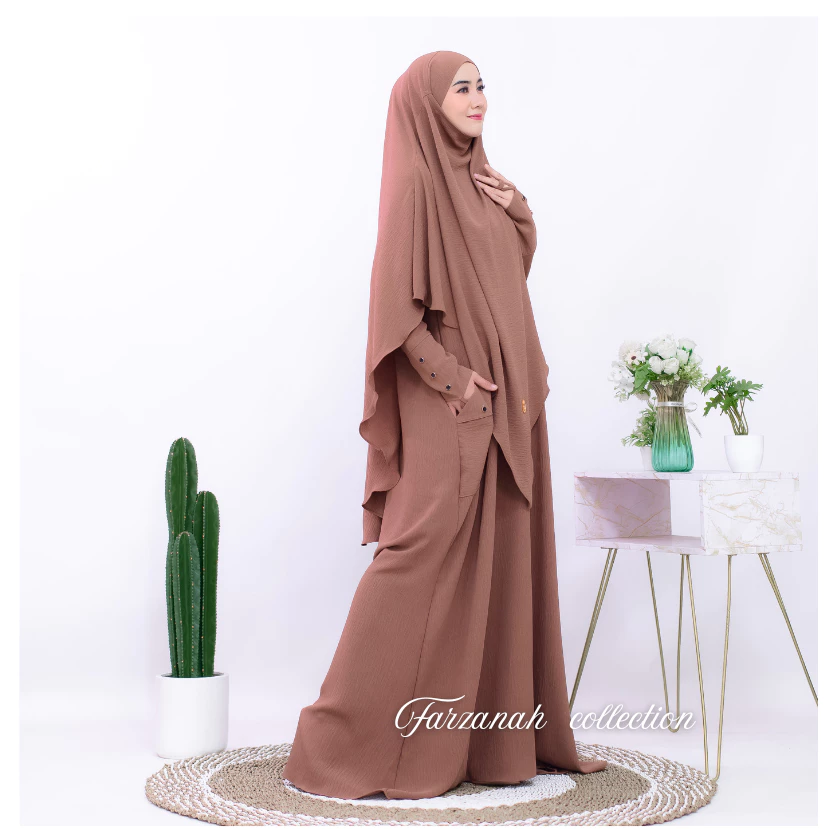 Set Abaya Haviza dengan Khimar Elegan