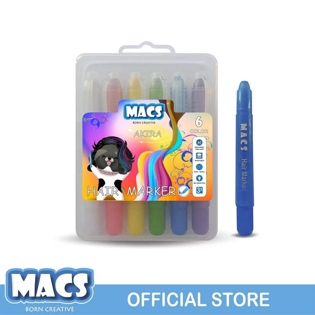 Jual MACS Hair Marker 6 Color Crayon Pewarna Rambut 6 Warna | Shopee ...