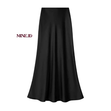 Rok Satin Silk Premium Maxi A Line Satin Skirt Rok Satin Duyung Size S XXXL 3XL Mine Skirt