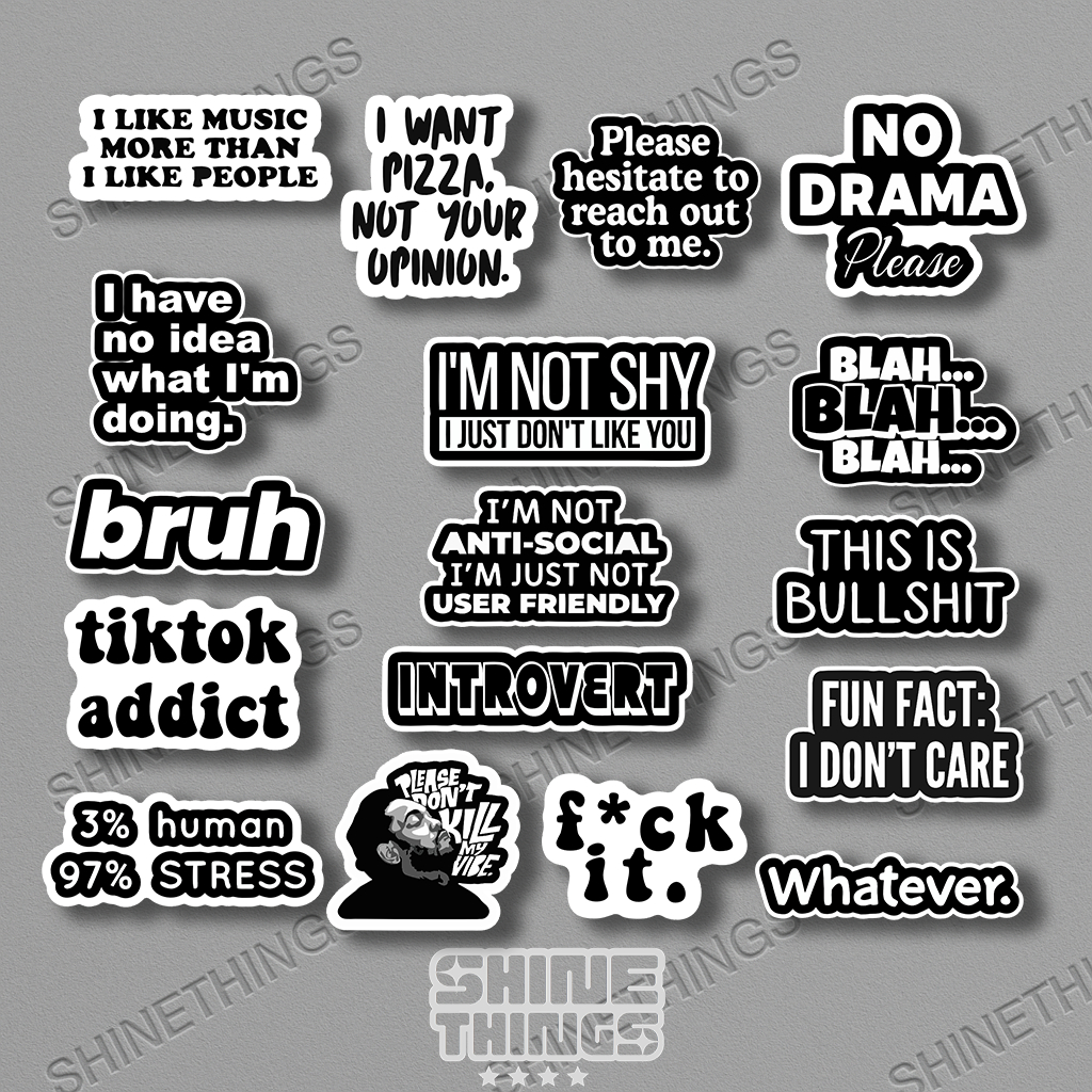 Jual stiker aesthetic black white || sticker case hp helm tumblr kata ...