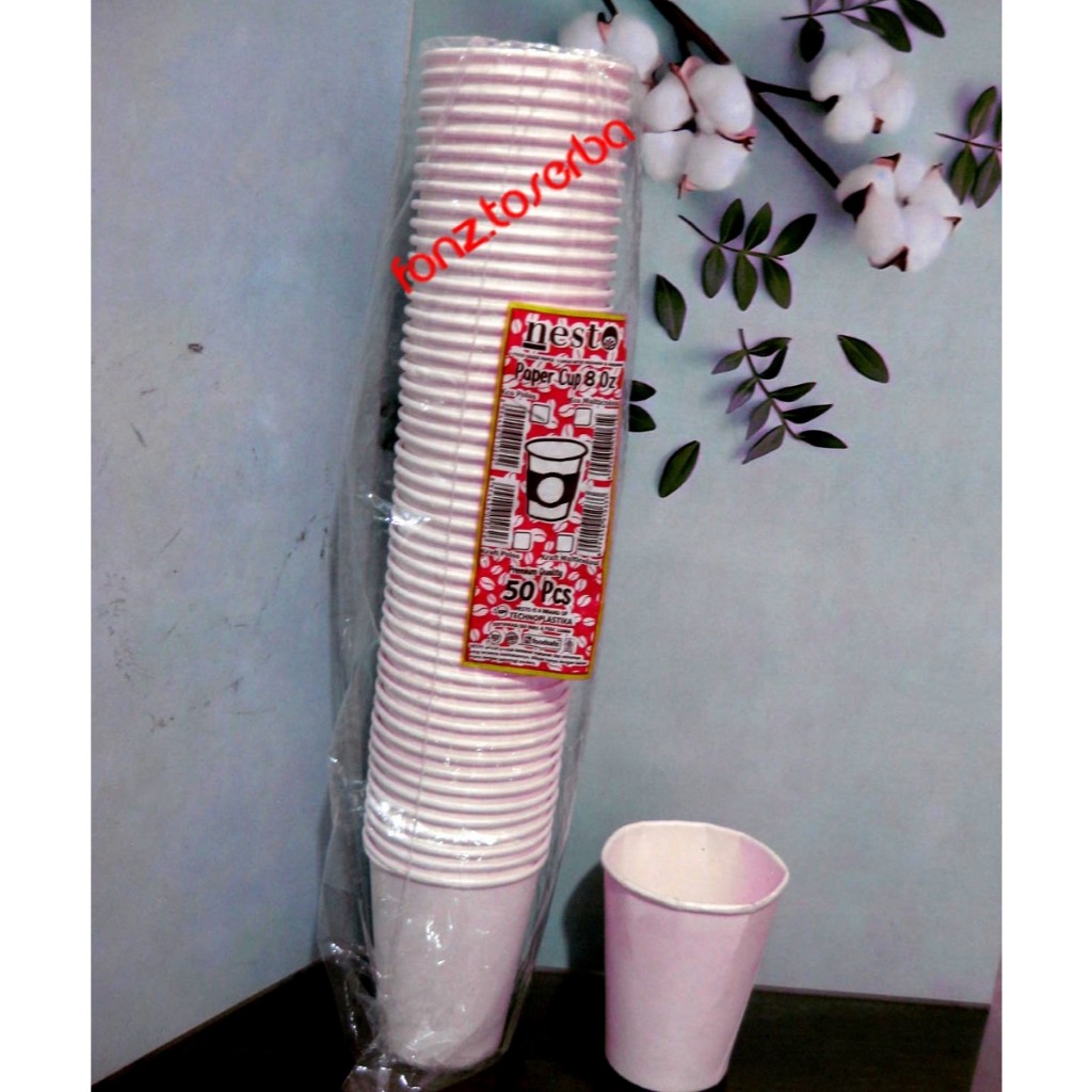 Jual Paper Cup gelas kopi 8 Oz Tahan panas Teh, Susu, Milo, warna putih ...