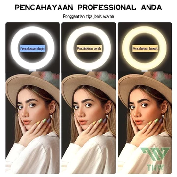 Paket Tripod 2 Holder Phone HP Smartphone Mobile Phone Beauty Stand Lampu Selfie LED RingtLight