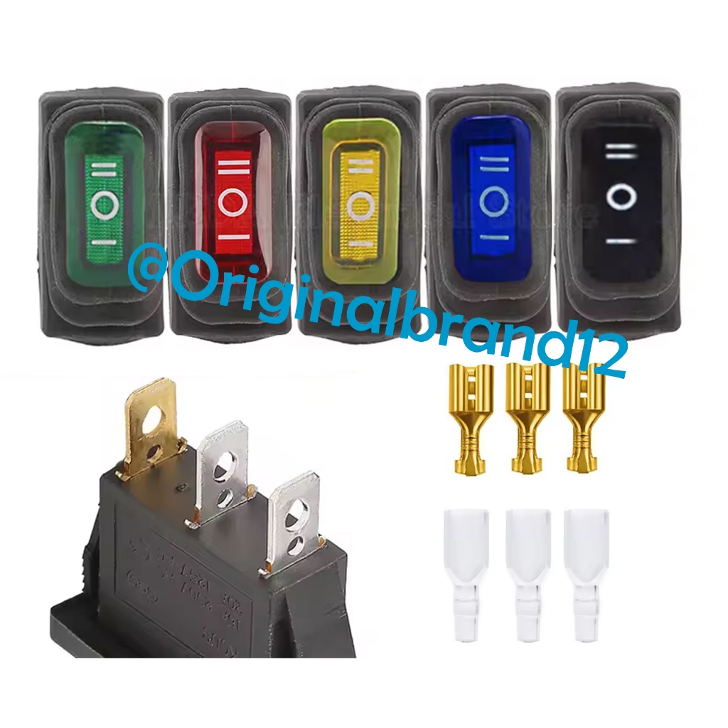 Jual Saklar Waterproof Kecil Lampu ON OFF ON AC 3 Pin Rocker Switch ...