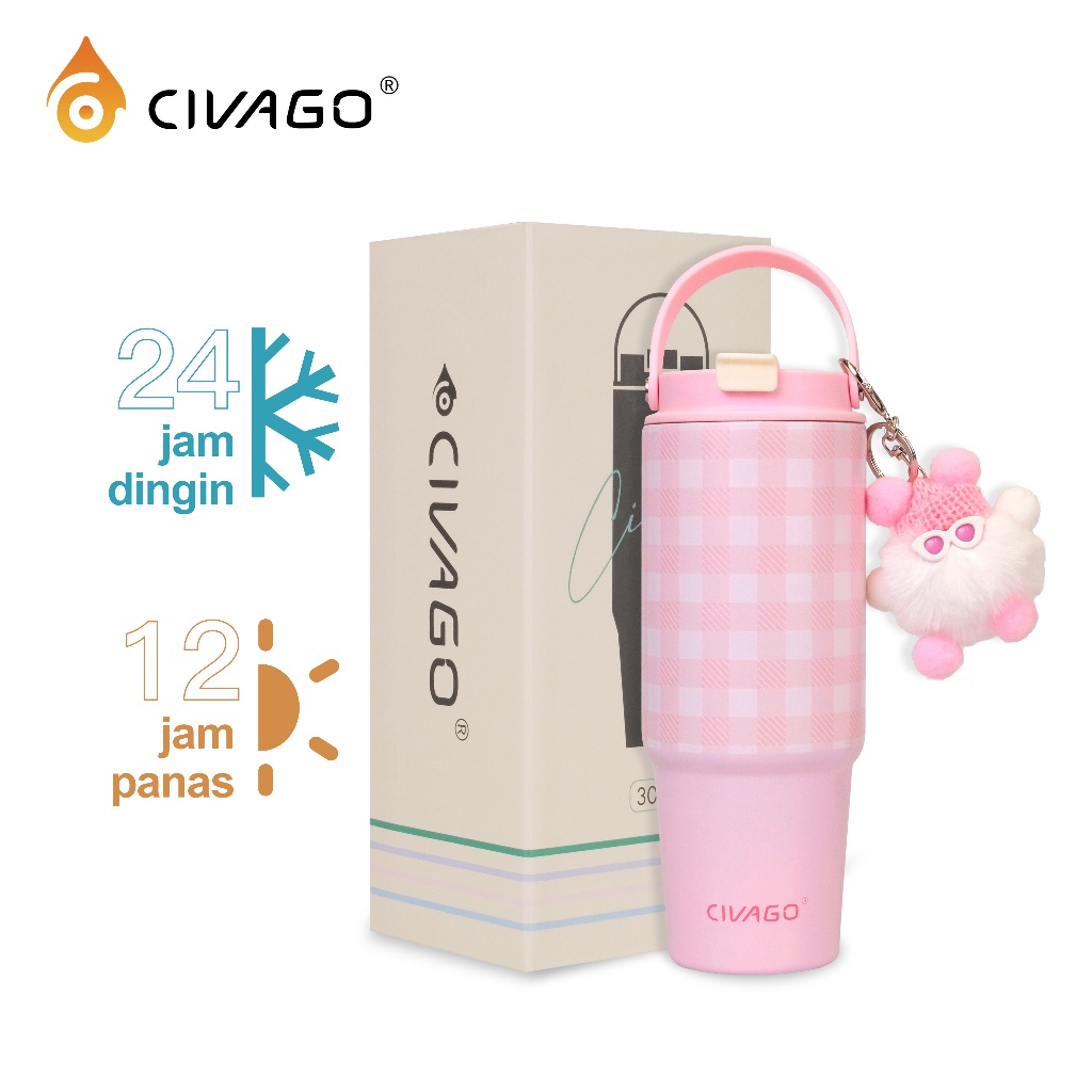 CIVAGO（30oz/887ml）Mug Sedotan Termal untuk Wanita 