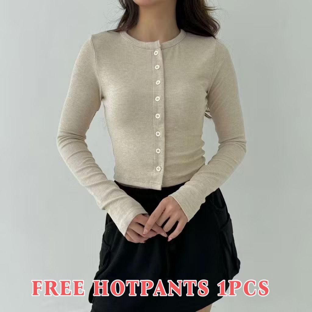 VIRGO CROP TOP / Atasan wanita Korean style top baju knit lengan panjang basic long sleeve
