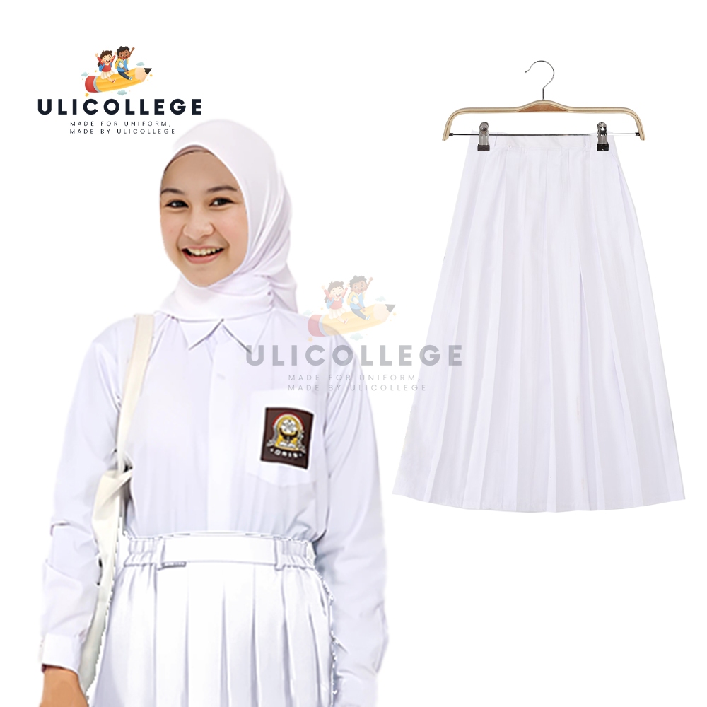 Jual UliCollege Seragam SMA Rok Rempel Panjang Putih Seragam Sekolah ...