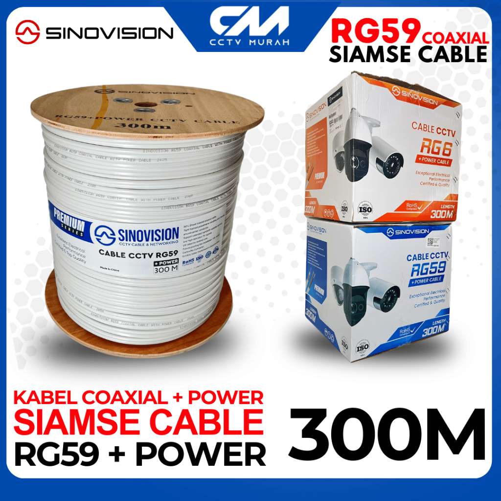 Jual Kabel Cctv Coaxial RG59+Power 300M Premium Sinovision | Shopee ...