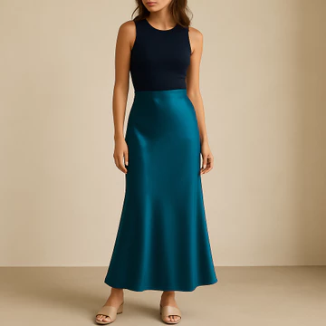 Rok Satin Silk Premium High Waist Panjang 95cm Elegan Bahan Adem Jatuh Look Slim CAROSEL