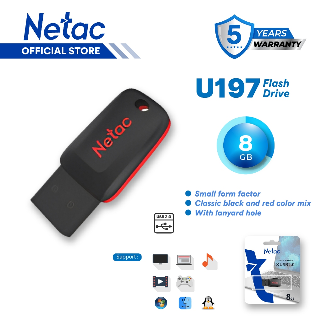 Jual Netac Flashdisk U197 USB 2.0 Flash Drive 8GB mini Flash Disk Jump ...