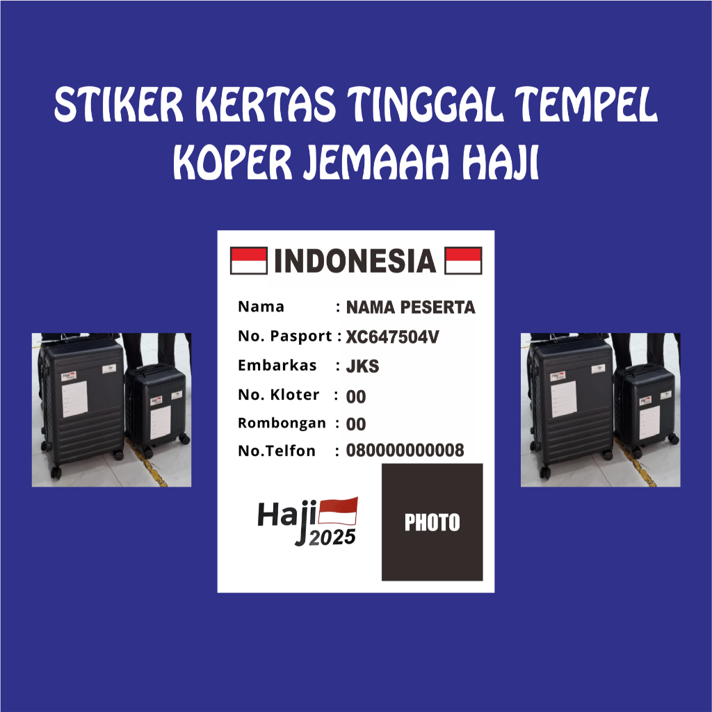 Jual STIKER KERTAS NAMA TINGGAL TEMPEL UNTUK KOPER JEMAAH HAJI/UMROH ...