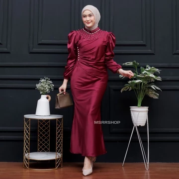 Vina Dress Satin Silk Premium Wanita Kondangan Muslim Body Fit Mermaid 2026