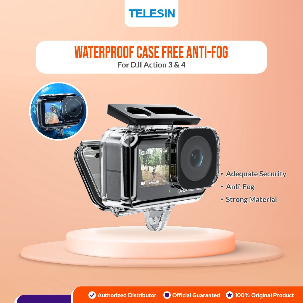 Jual TELESIN Waterproof Case For DJI Osmo Action 3 / Action 4 Free Anti ...