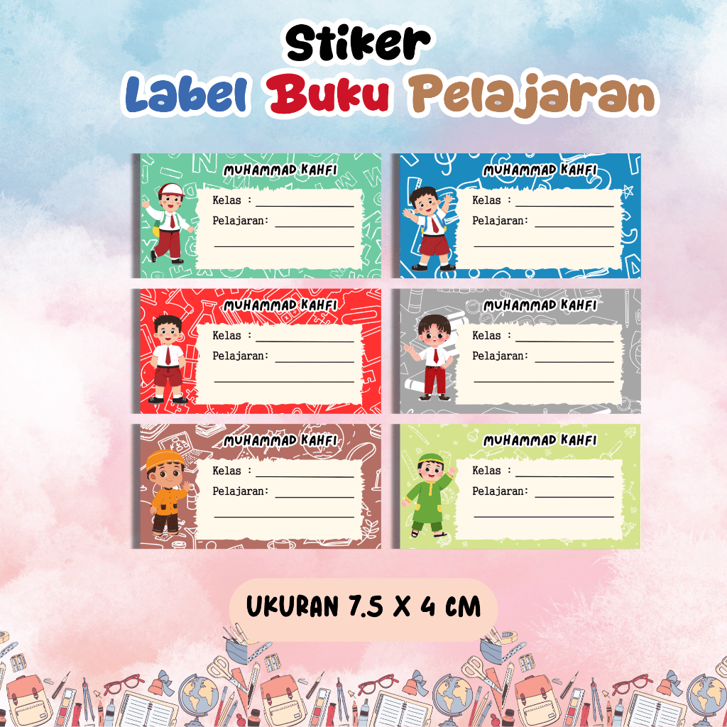 Jual STIKER BUKU MATA PELAJARAN CUSTOM NAMA TEMA ANAK COWOK/STIKER NAMA ...