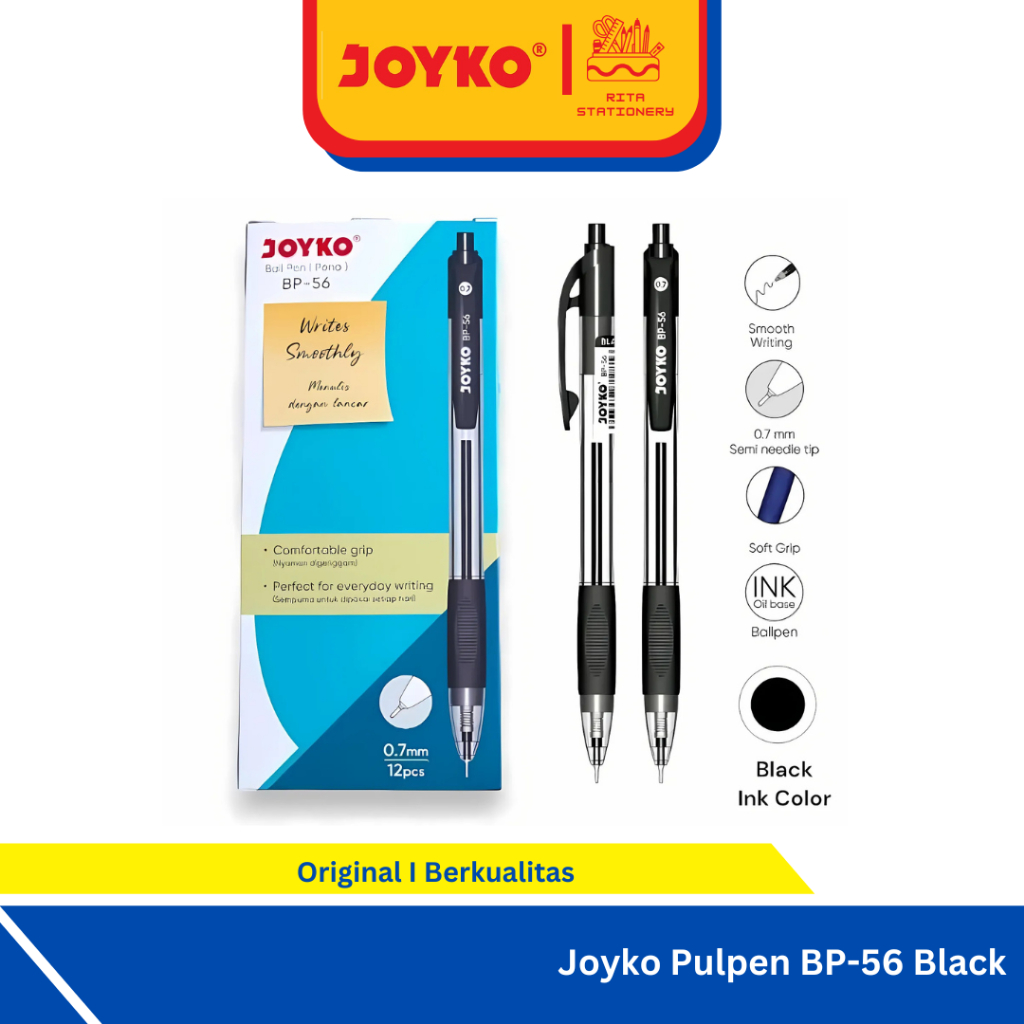 Jual Pulpen Joyko Selusin BP-56 0.7mm Retractable Ceklek bolpen pen - 1 ...