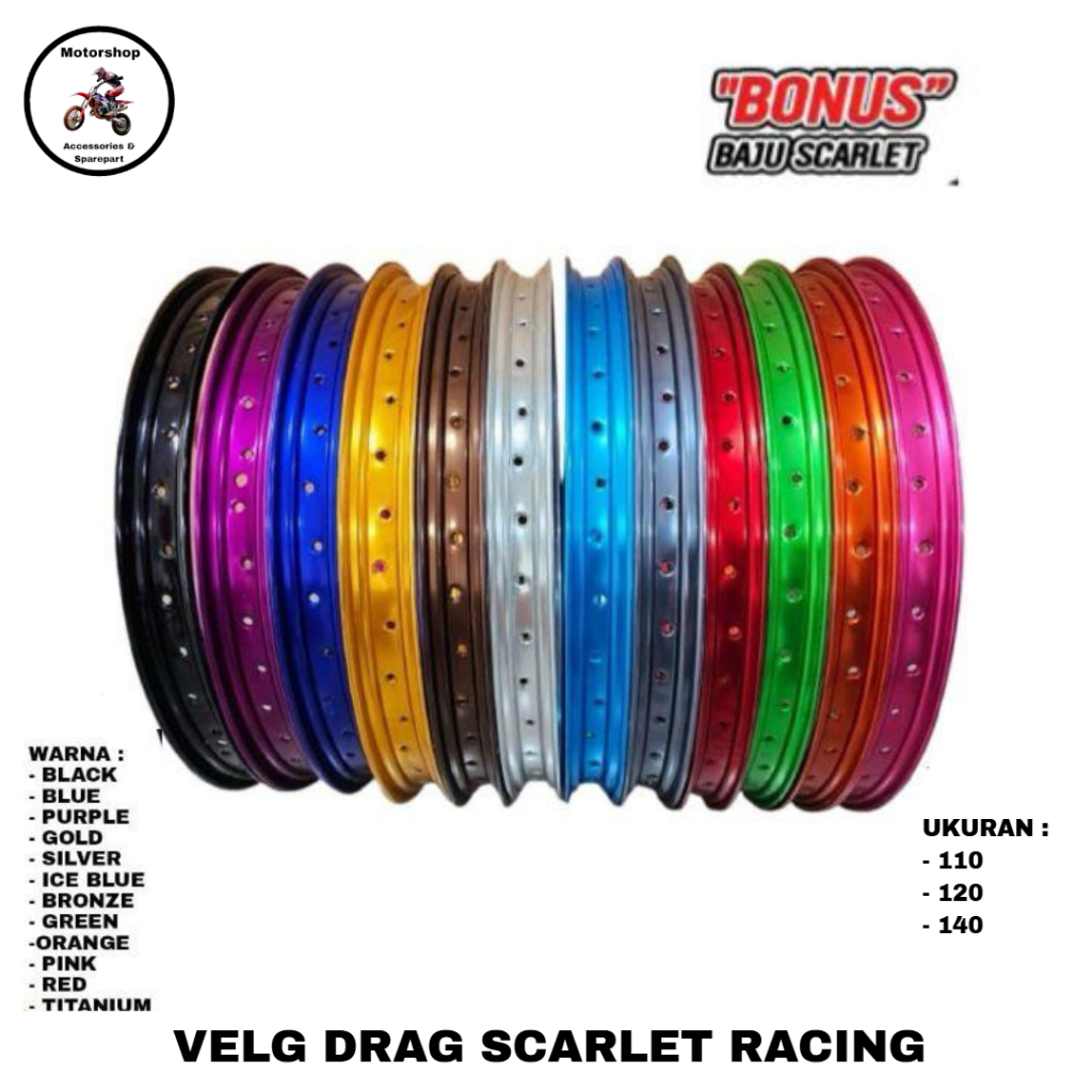 Jual Scarlet Racing - Velg Pelek Drag Rim Alloy Ring 17 uk 110 120 140 ...