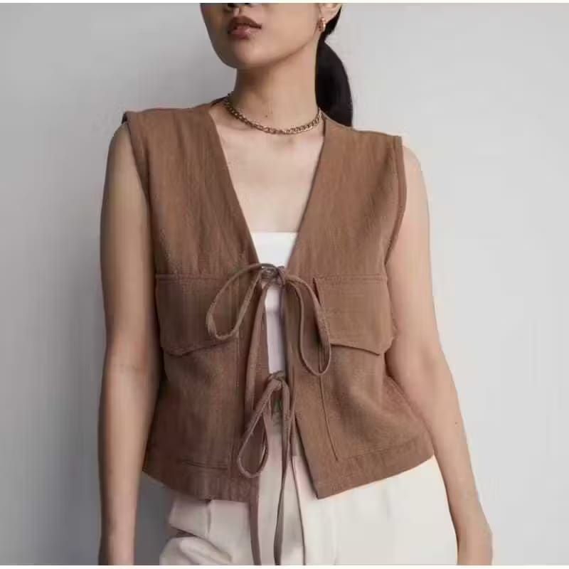 Jual Rene Vest Tali Outer Wanita Korean Style Rompi Wanita Polos ...
