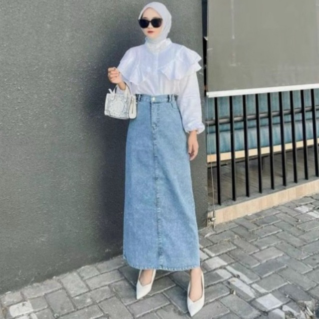 Jual Highwaist Rok Jeans Rok Jeans Skirt Theana | Shopee Indonesia