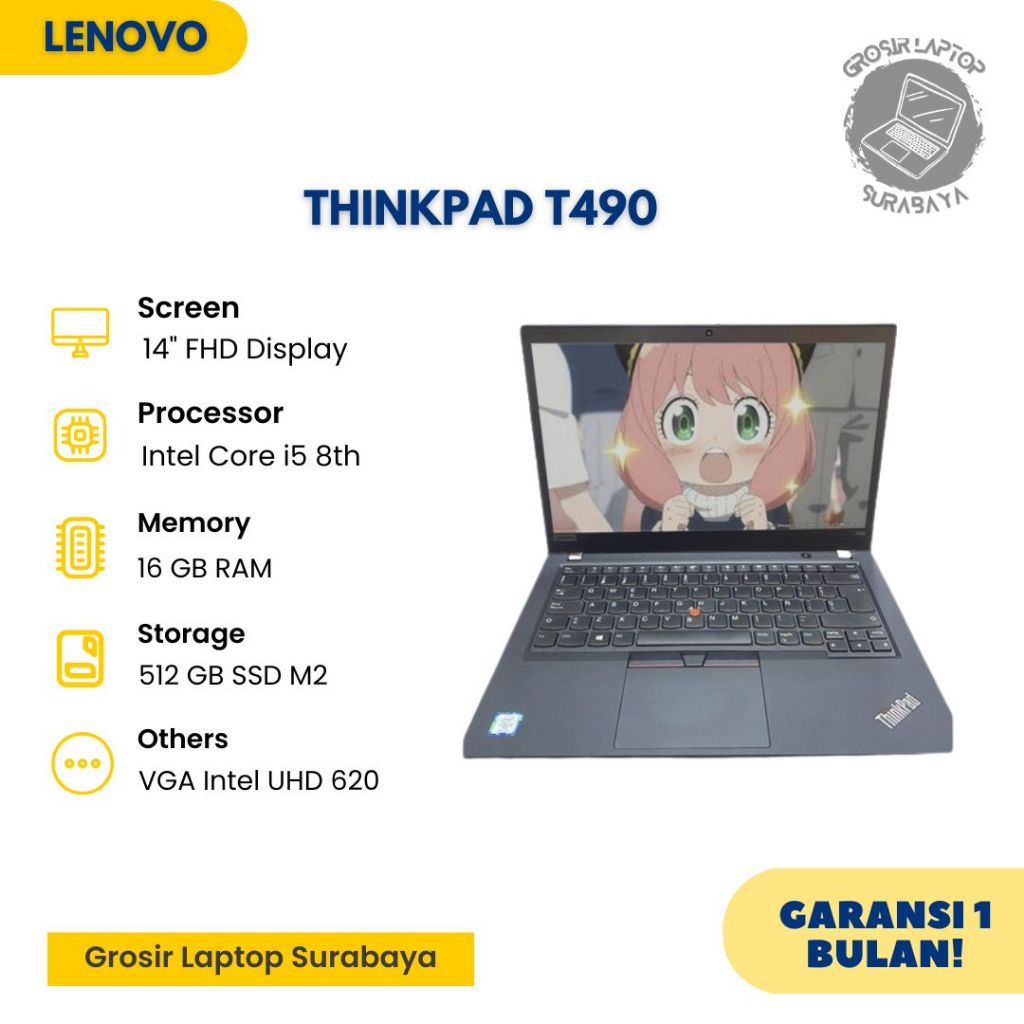 Jual LENOVO Thinkpad T490 Core i5 Gen 8 RAM 16GB SSD 512GB FHD Display ...