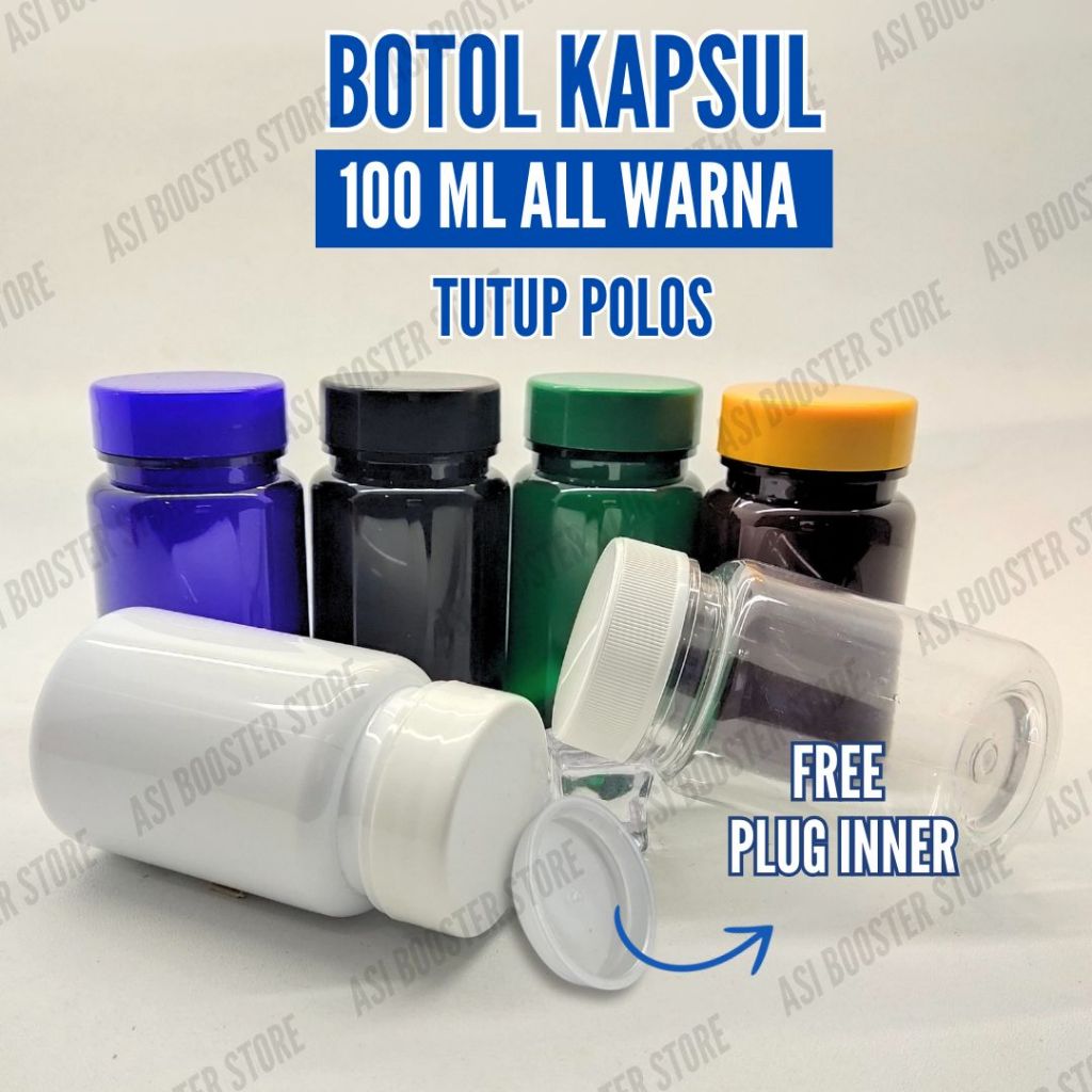 Jual Botol kapsul 100ml / putih / Biru / Hijau / Hitam / coklat ...