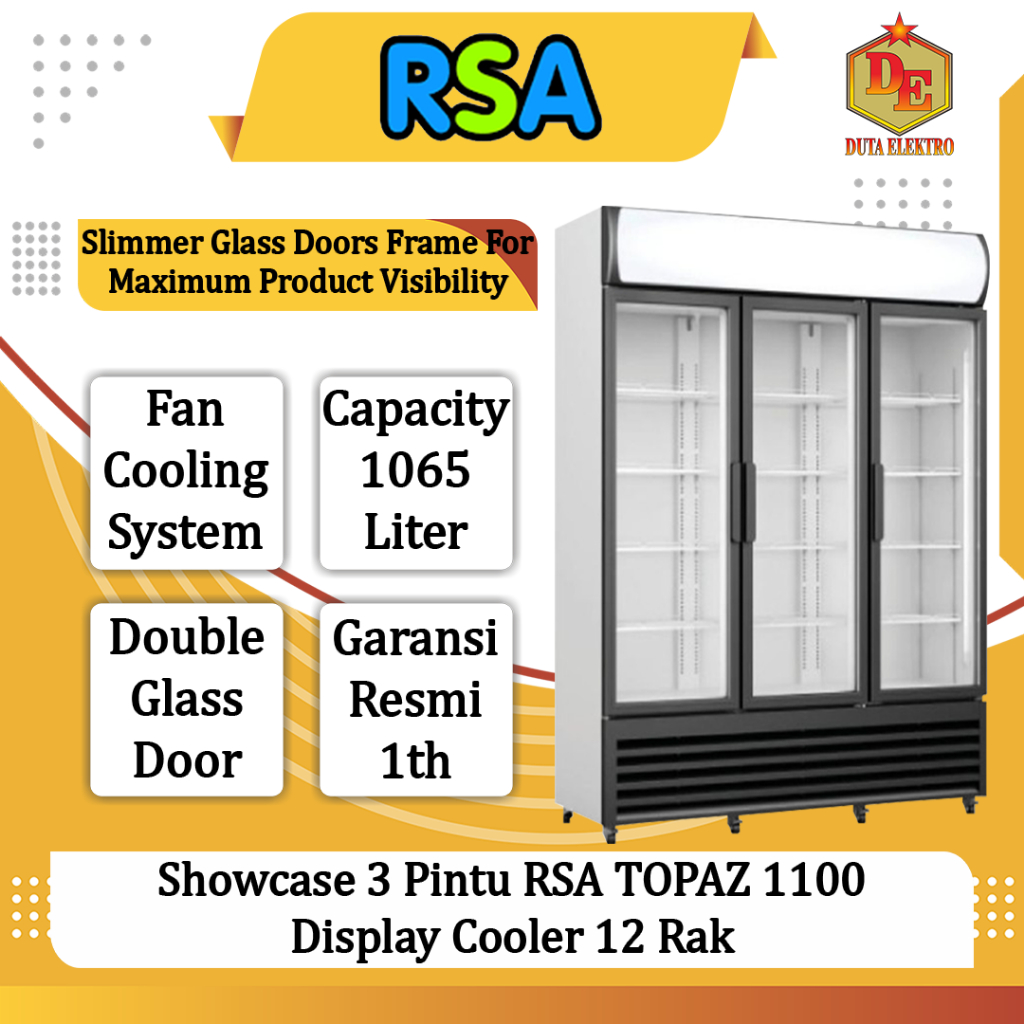 Jual Showcase 3 Pintu RSA TOPAZ 1100 Display Cooler 12 Rak | Shopee ...