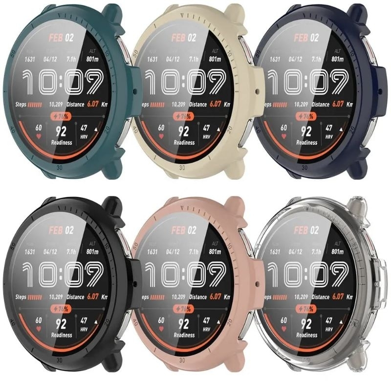 Kwmobile Cover In Acciaio Inox Per Amazfit Active 2 (A2437) - Protezione 360° Antiurto E Antigraffio, Design Sportivo Moderno