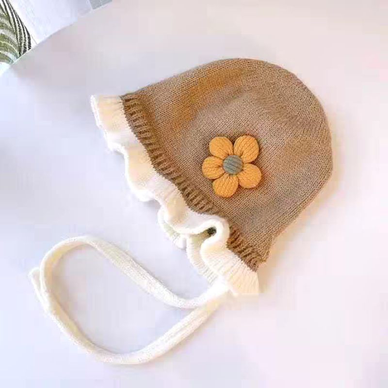 Jual Topi Kupluk Renda Bayi kombinasi 2 Warna motif Bunga Ada Tali ...