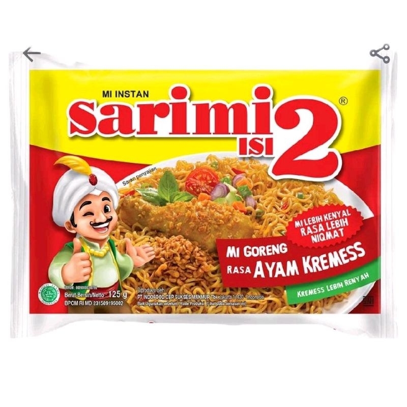 Jual Sarimi Mie Instan Goreng Rasa Ayam Kremes isi 2 125 gram | Shopee ...