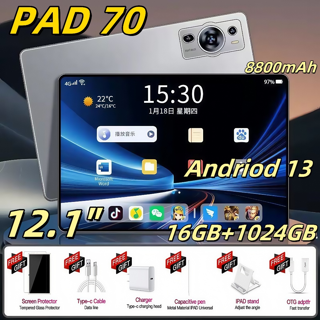 Jual COD Baru Tablet Android 13 Pad 12.1inch 5G samsung PAD 70 Tablet ...
