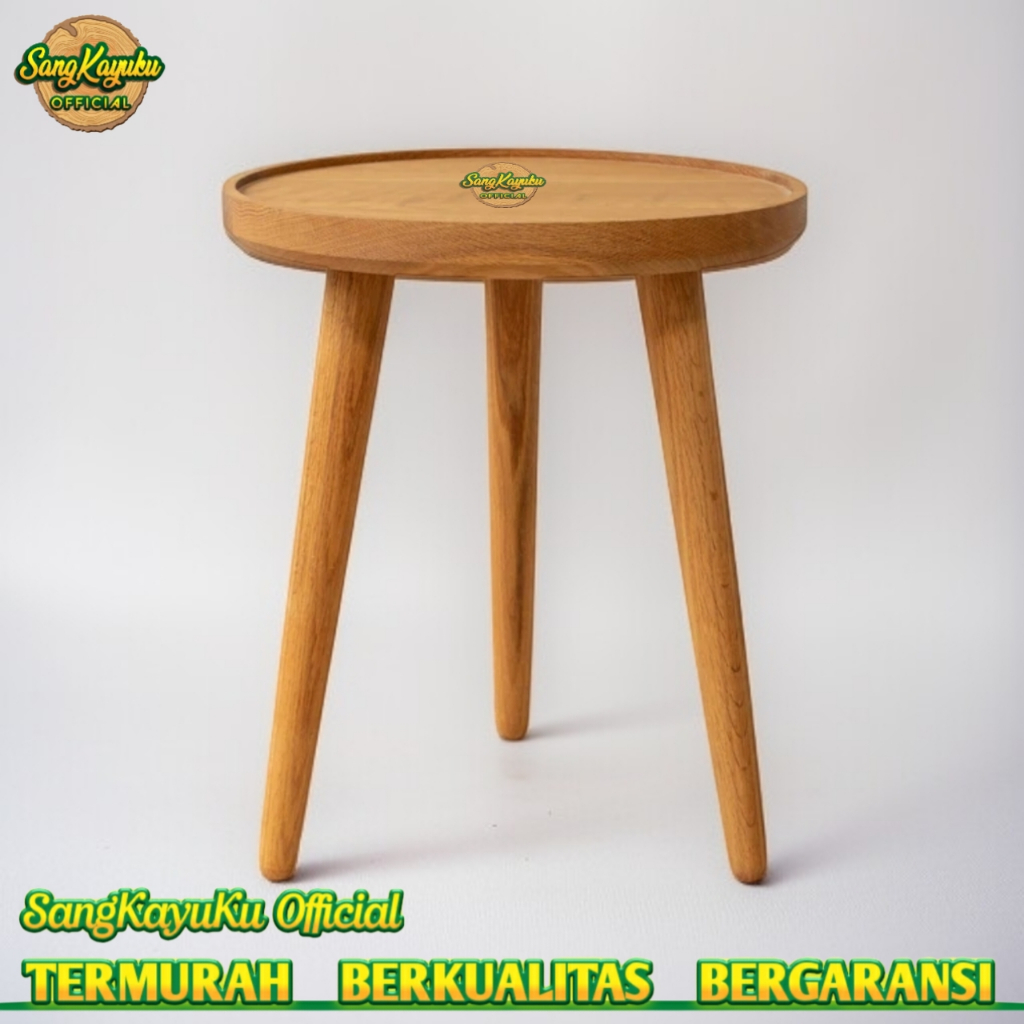 Jual Meja bulat minimalis meja kayu bulat Tebal 2,5 cm Meja pot bunga ...
