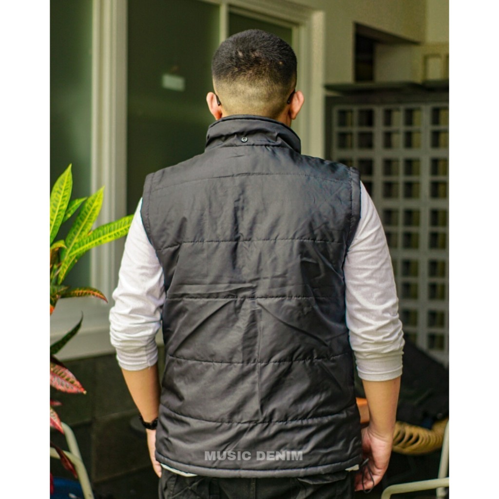 Jual Rompi Perasut Model Button Warna Hitam - Rompi yang Stylish dan ...