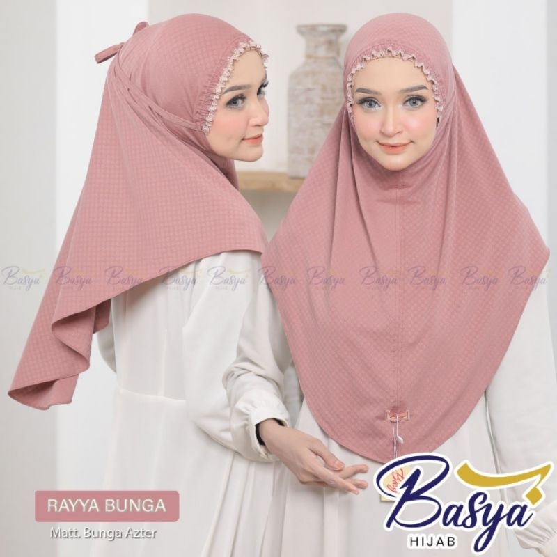 Jual [BASYA] RAYYA BUNGA•hijab instan bergo tali motif•jilbab bergo ...