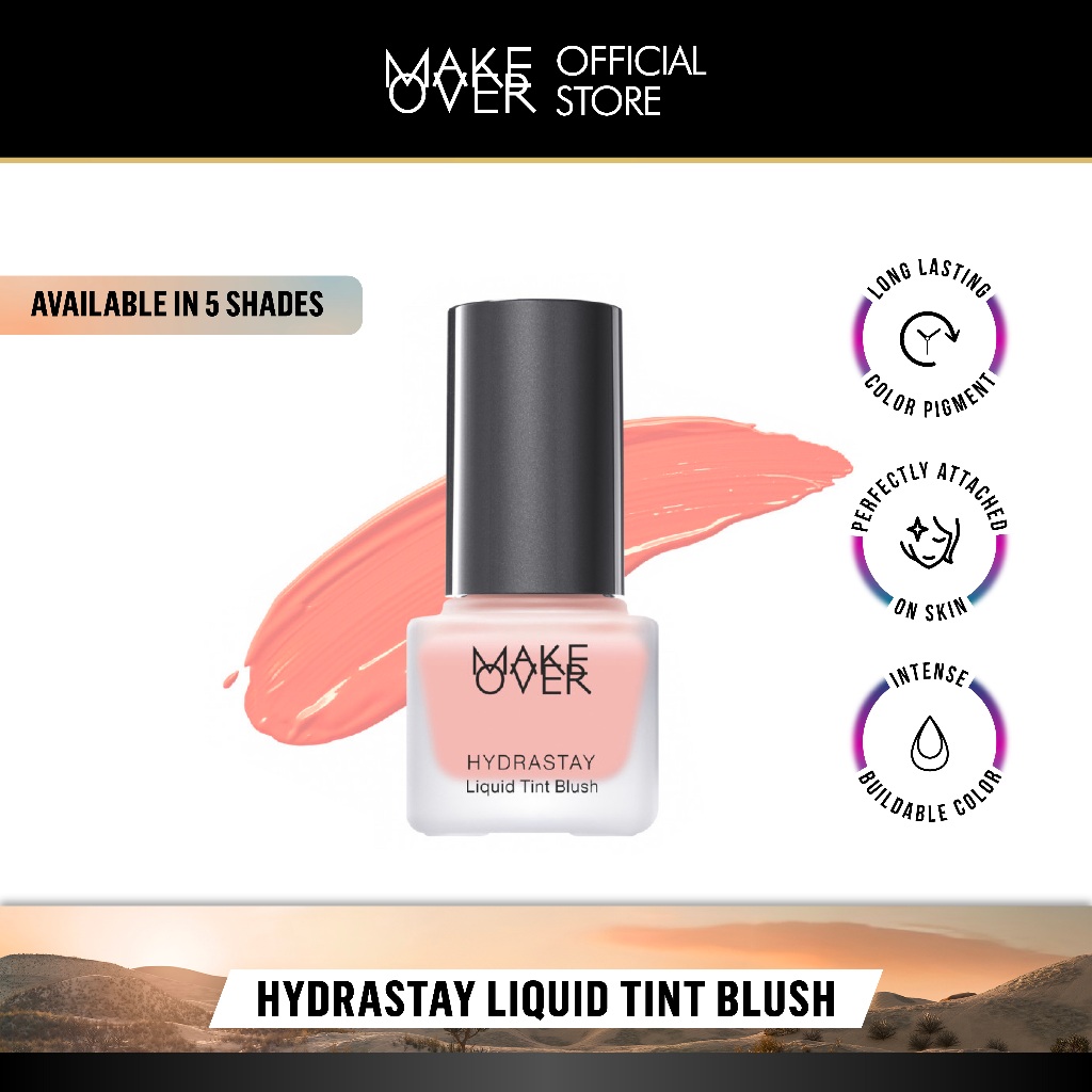 MAKE OVER Hydrastay Liquid Tint Blush - Blush On Intense Cream Blush Blendable Hasil Natural Lembab Hydrating Tampilan Segar Fresh Merona Tahan Lama BEST SELLER Cheek Blush Blushon Liquid Blush Lebaran Raya