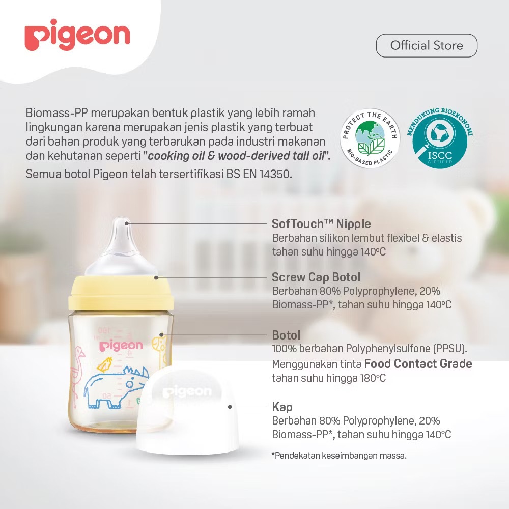 Jual (New)Botol Pigeon PPSU ORIGINAL 100% Biomass-PPSU Wide Neck 160ml ...