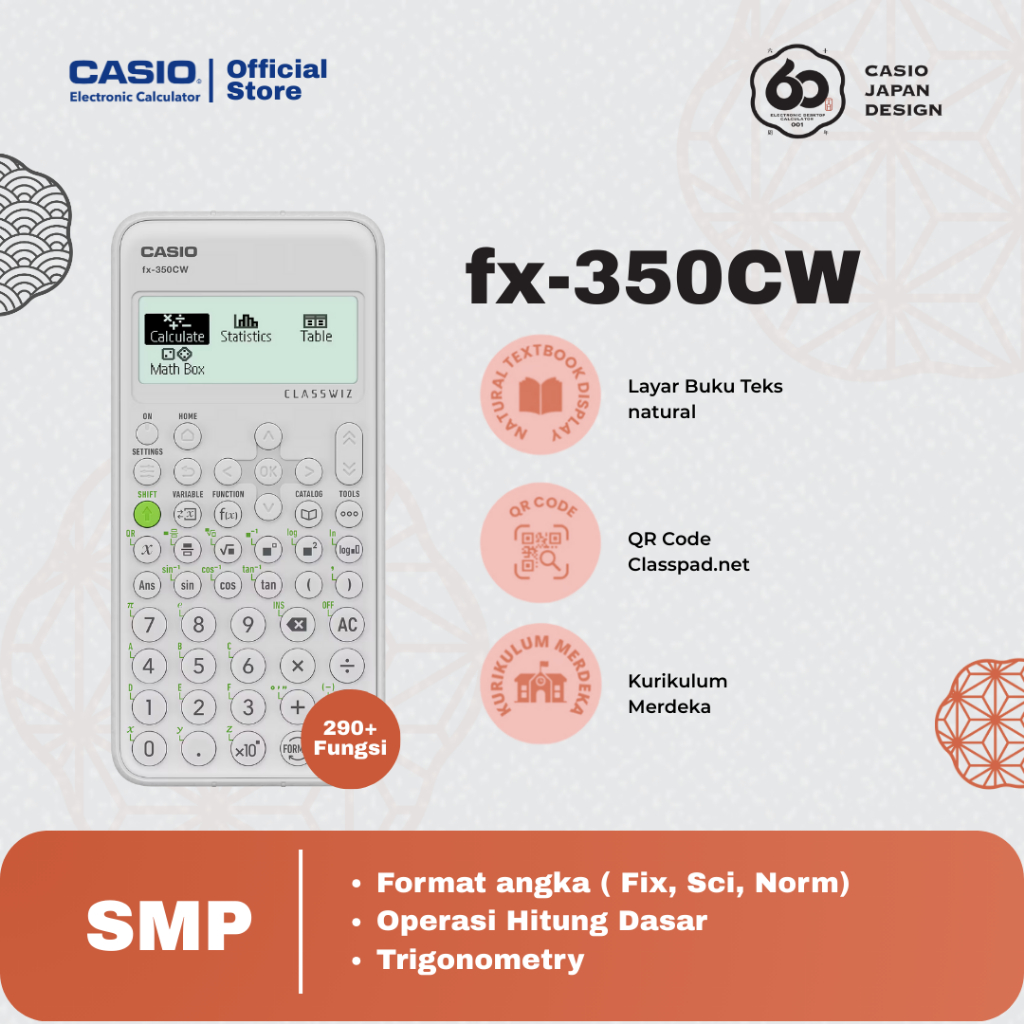 Casio Calculator Scientific ClassWiz untuk SMP / Junior High School Trigonometry FX 350 CW - FX 350 ms - FX 82 ES - FX 350 ES (2)