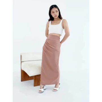 Fay Long Skirt Rok Span Serut Satin Silk Korean Skirt Rok Casual Flowy Midi Maxi Loose Skirt