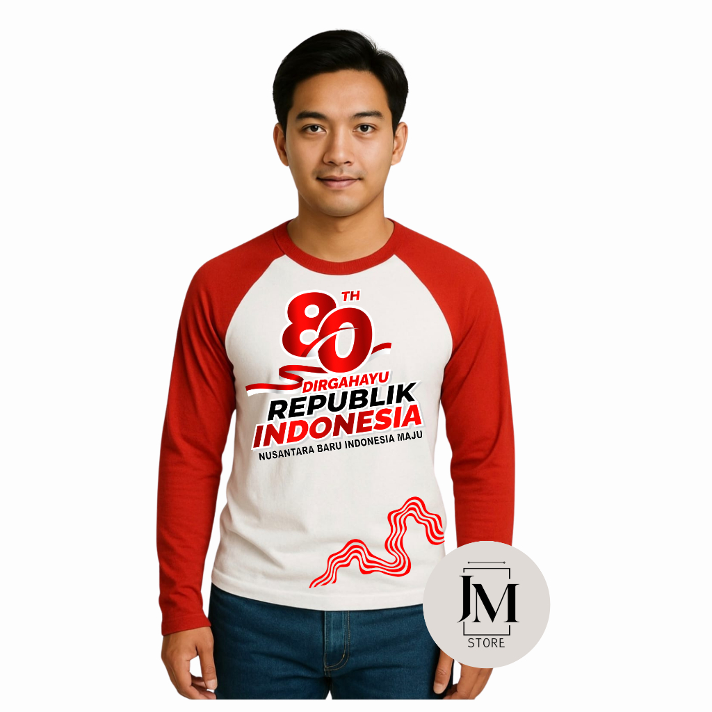 Jual Kaos Raglan 17 Agustus HUT RI 80th Lengan Panjang Unisex Pria ...